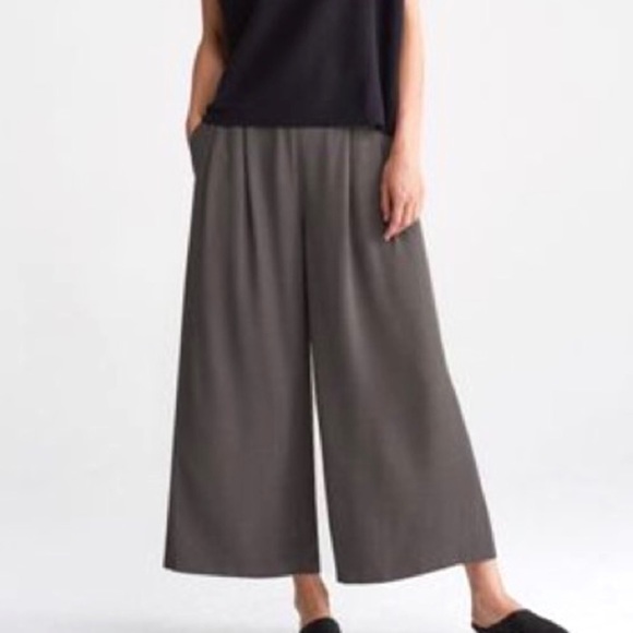 Eileen Fisher Pants - Eileen Fisher Gray Jersey Knit Cropped Wide Leg Pants